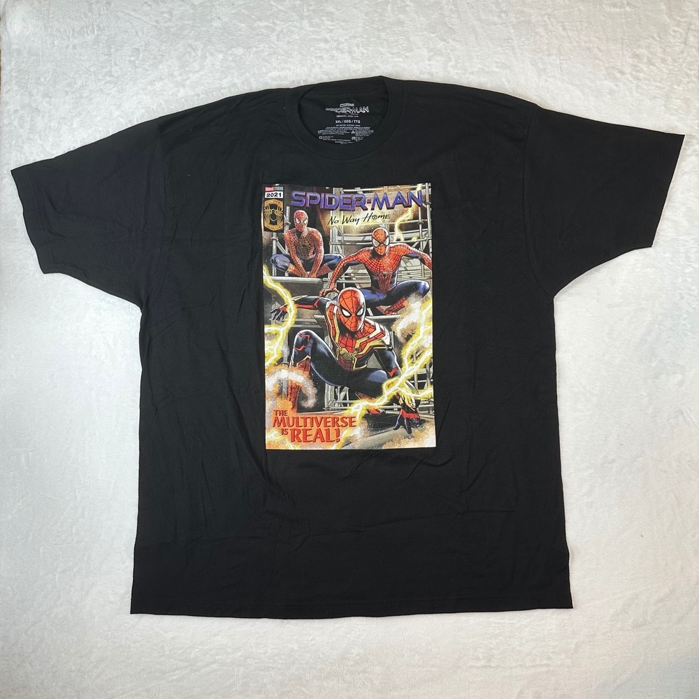 NWOT Marvel Spider-Man No Way Home Multiverse Is Real Graphic T-Shirt Black XXL